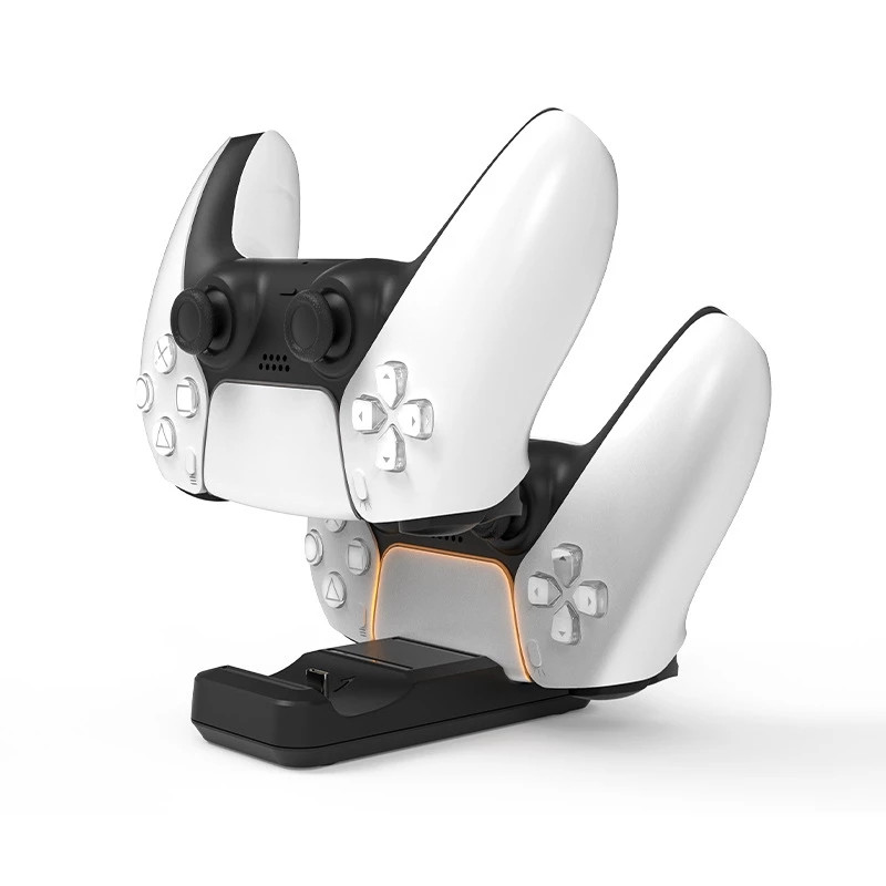 Dock de încărcare rapidă cu slot dublu Gamepad Sursă de alimentare Încărcător Stație de bază Stand cu cablu tip C pentru controler de joc fără fir PS5