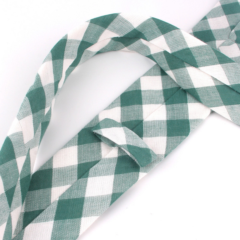 Noi cravate verzi în carouri pentru bărbați, femei, bumbac, cravată subțire, pentru nuntă, costume de afaceri, cravate subțiri, cravată în dungi, haine pentru gât