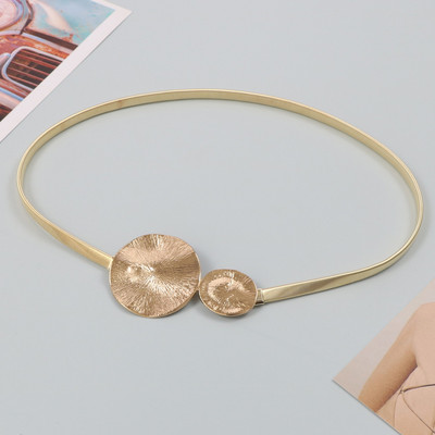 Kovový zlatý strieborný pružinový elastický pás s retiazkou, okrúhlou prackou, kruhovou retiazkou v páse, sukňa, dámsky opasok, luxusná móda, vysoká kvalita