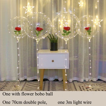 Creative Balloon Rose Flower Bouquet Gauze Bobo Ball LED λαμπερή κολώνα Διακόσμηση Σκηνή πάρτι γενεθλίων Διαρρύθμιση δωματίου γάμου