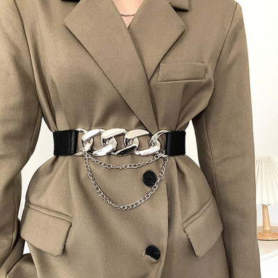Luxus márkájú arany lánc öv elasztikus ezüst fém deréköv nőknek kiváló minőségű sztreccs női kabát Ketting Riem derékpánt