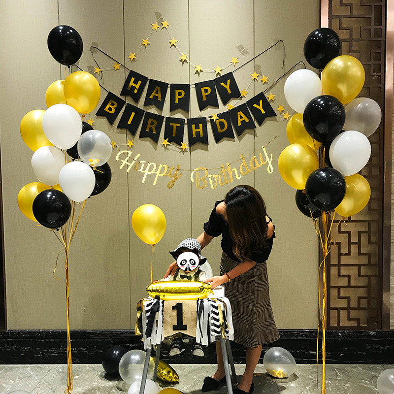 30db/tétel 10 hüvelykes gyöngyarany ezüst fekete gyöngy Latex léggömbök boldog születésnapot esküvői parti dekoráció léggömb léggömbök hélium gömbök