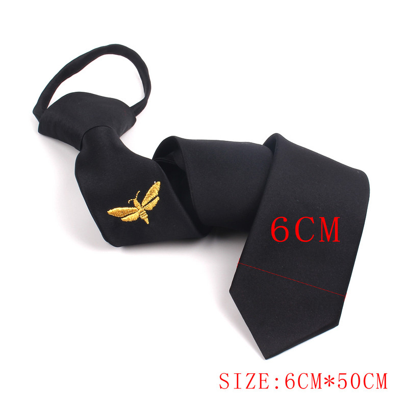 Γραβάτα με μαύρο φερμουάρ Κέντημα καρτούν Γραβάτα για Άντρες Γυναικεία Κοστούμια Αγόρια Γραβάτες Λεπτή ανδρική γραβάτα Gravatas Απλό Lazy person Tie