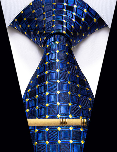 Podesivi set muških kravata i kopči Dodaci za košulje Modna točkica Plava zlatna kravata za muškarce Vjenčanje Poslovna zabava Rođendanski darovi