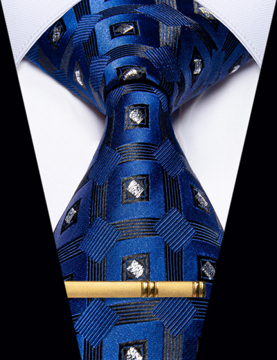 Podesivi set muških kravata i kopči Dodaci za košulje Modna točkica Plava zlatna kravata za muškarce Vjenčanje Poslovna zabava Rođendanski darovi