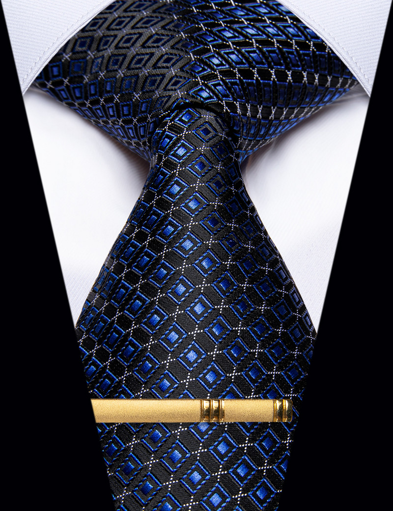 Podesivi set muških kravata i kopči Dodaci za košulje Modna točkica Plava zlatna kravata za muškarce Vjenčanje Poslovna zabava Rođendanski darovi