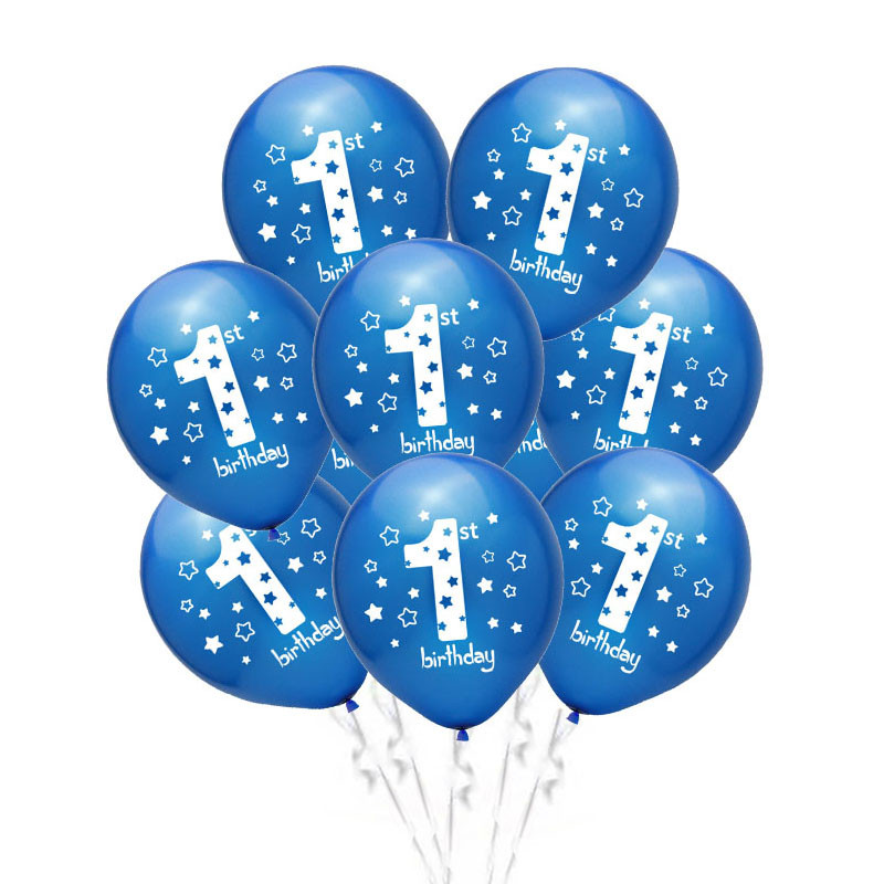 10db Fiú Lány Első Születésnapi Party 1. Születésnapi Évfordulós Léggömb Kék Rózsaszín Egyéves Party Balloon Party Dekorációhoz