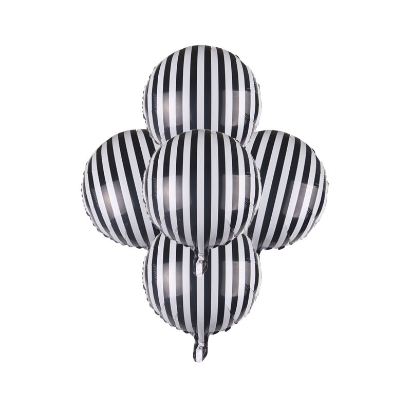 10 kom/lot 18 inčni prugasti crno-bijeli okrugli baloni od folije s konfetima Latex baloni Potrepštine za rođendansku proslavu Svadbena dekoracija