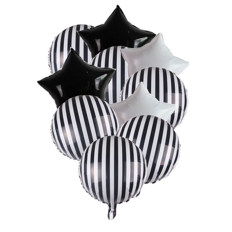 10 kom/lot 18 inčni prugasti crno-bijeli okrugli baloni od folije s konfetima Latex baloni Potrepštine za rođendansku proslavu Svadbena dekoracija