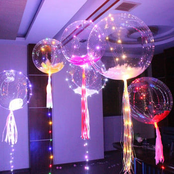 5 τμχ Clear Bobo Balloon Glow Bubble Ballon με φωτάκια LED για την Ημέρα του Αγίου Βαλεντίνου Χριστουγεννιάτικη διακόσμηση γάμου γενεθλίων