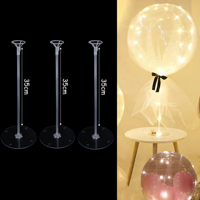 Átlátszó, átlátszó LED-es Bobo léggömbrudak Léggömbök Állvány Balonok Tartó Oszlop Születésnapi parti esküvői asztaldíszek