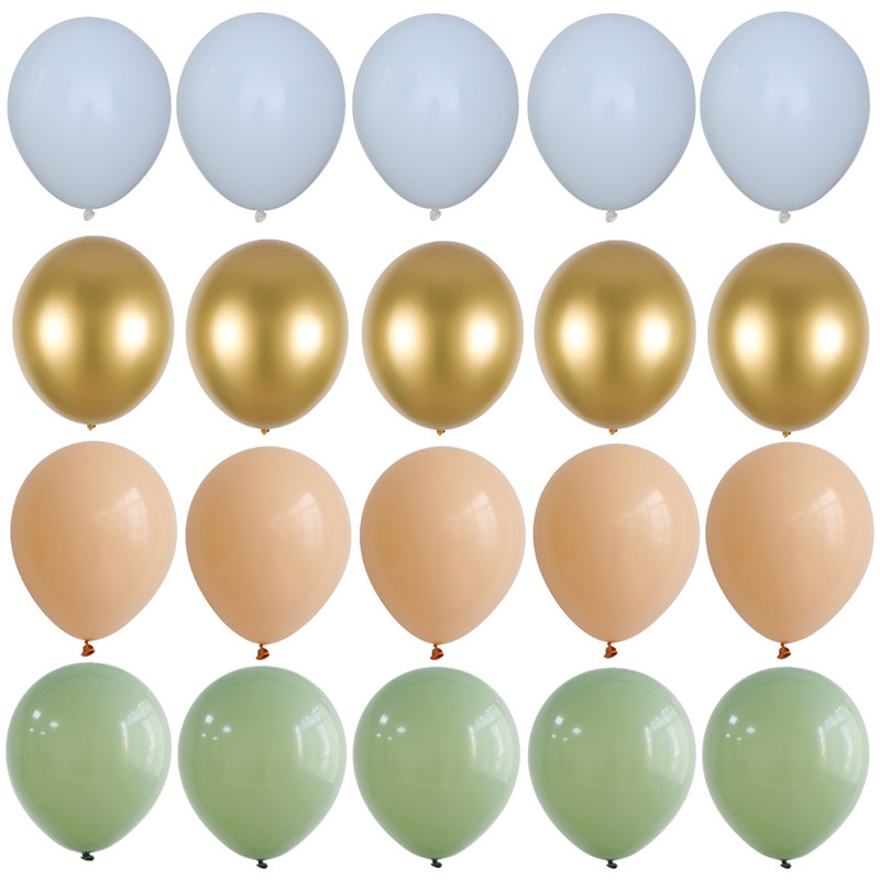 20 komada 10 inča Avokado zeleni lateks baloni Bijeli konfeti Kuglice Jungle Vjenčanje Rođendan Dekoracija doma Baby Shower Air Globos