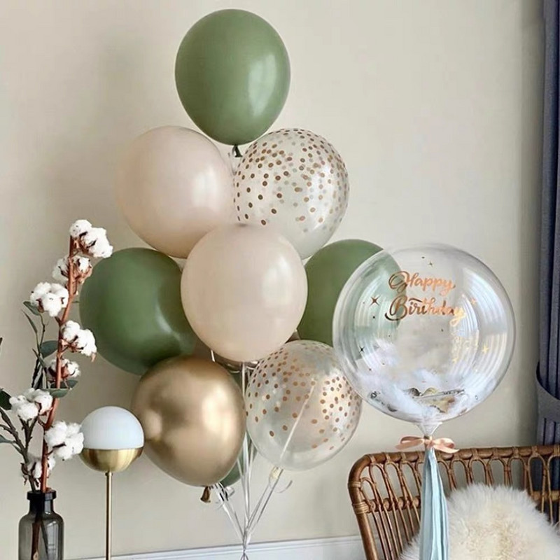 20 komada 10 inča Avokado zeleni lateks baloni Bijeli konfeti Kuglice Jungle Vjenčanje Rođendan Dekoracija doma Baby Shower Air Globos