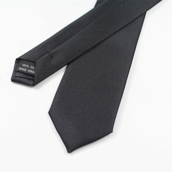 JEMYGINS Мъжка вратовръзка 100% копринена чиста черна вратовръзка 5cm Skinny Slim Tie Висококачествена класическа бизнес ежедневна парти вратовръзка Сватба
