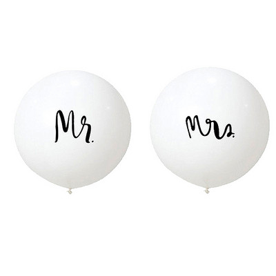 2 buc/lot 36 inch, rotund, alb, baloane cu imprimare Mr&Mrs, baloane din latex pentru nunta de Ziua Îndrăgostiților, propuneri de căsătorie, globuri cu aer, provizii pentru baloane