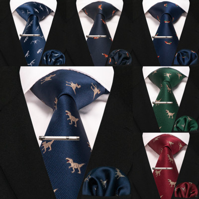 EASTEPIC Σετ γραβάτας που περιλαμβάνουν κλιπ και μαντήλια Ανδρικές γραβάτες για κοστούμια αναψυχής Fox Dragon Flamingo Snail Dog Duck Plane