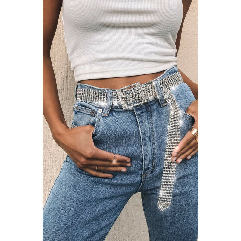 Női divat övek 10 soros teljes strasszos fényes derékpánt alkalmi parti ruha övlánc új