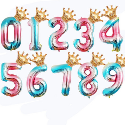 Baloni od folije s brojevima od 32 inča s balonom s brojevima krune 1 2 3 4 5 Dekoracije za rođendane Dekoracije za vjenčanja za djecu