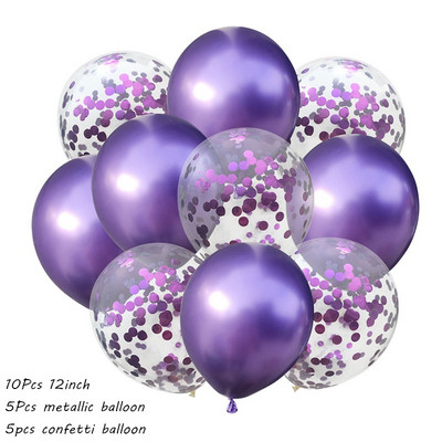 10 buc/lot amestec de baloane confetti negru argintiu decorare pentru nunta pentru petrecerea de aniversare Baloane metalice cu heliu Globo pentru baby shower cu sclipici