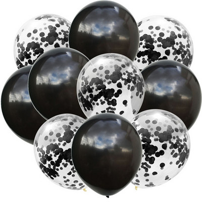 10 buc/lot amestec de baloane confetti negru argintiu decorare pentru nunta pentru petrecerea de aniversare Baloane metalice cu heliu Globo pentru baby shower cu sclipici
