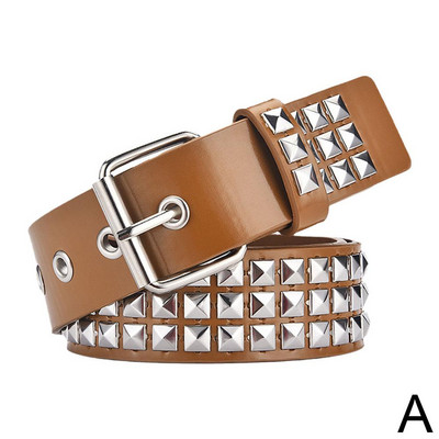 Naiste needitud metallist rihm PU-nahast teksad naastidega vöö vöökoht helmed pandlaga vöö moodne aasa kandiline pin T5Y1