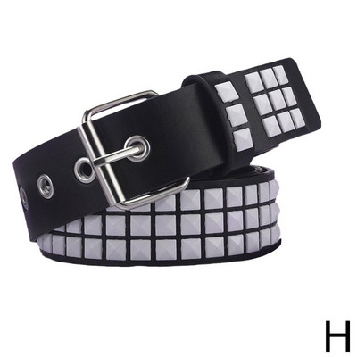 Naiste needitud metallist rihm PU-nahast teksad naastidega vöö vöökoht helmed pandlaga vöö moodne aasa kandiline pin T5Y1