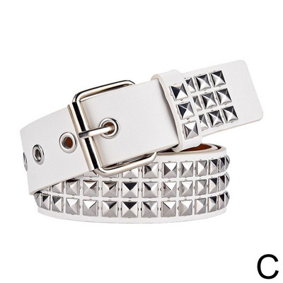 Naiste needitud metallist rihm PU-nahast teksad naastidega vöö vöökoht helmed pandlaga vöö moodne aasa kandiline pin T5Y1