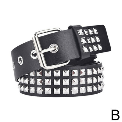 Naiste needitud metallist rihm PU-nahast teksad naastidega vöö vöökoht helmed pandlaga vöö moodne aasa kandiline pin T5Y1