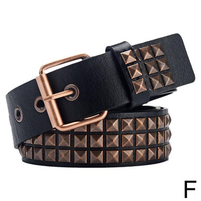 Naiste needitud metallist rihm PU-nahast teksad naastidega vöö vöökoht helmed pandlaga vöö moodne aasa kandiline pin T5Y1