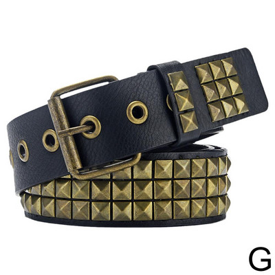 Naiste needitud metallist rihm PU-nahast teksad naastidega vöö vöökoht helmed pandlaga vöö moodne aasa kandiline pin T5Y1