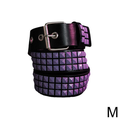 Naiste needitud metallist rihm PU-nahast teksad naastidega vöö vöökoht helmed pandlaga vöö moodne aasa kandiline pin T5Y1