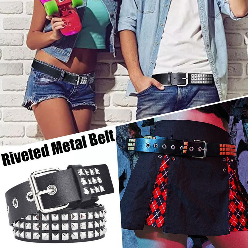 Naiste needitud metallist rihm PU-nahast teksad naastidega vöö vöökoht helmed pandlaga vöö moodne aasa kandiline pin T5Y1