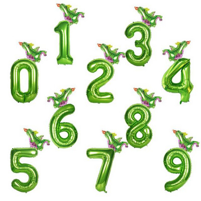 Dino 40 inch Baloane cu numere verzi Roar Dinozaur Decoratiuni pentru petrecere Balon Jungle Party Boy Birthday Party Decor Baby Shower