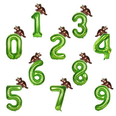 Dino 40 inch Baloane cu numere verzi Roar Dinozaur Decoratiuni pentru petrecere Balon Jungle Party Boy Birthday Party Decor Baby Shower