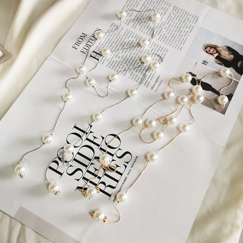 Ženski pojas oko struka Slatki jednostavni dodaci za haljine Biserni lanac oko struka Ženski dizajnerski pojas Modni ukrasni tanki lančići za pojas