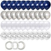 40 komada 12 inča Srebrni konfeti Baloni s bijelim biserom Baby Shower Dekoracije za rođendanske zabave Mornarsko plavi balon Kid Boy Man Babyshower