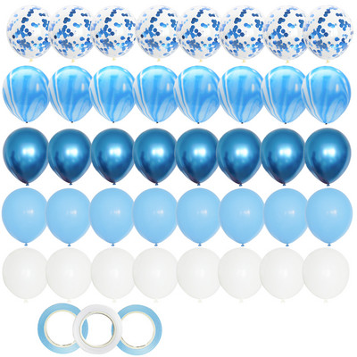 40 komada 12 inča Srebrni konfeti Baloni s bijelim biserom Baby Shower Dekoracije za rođendanske zabave Mornarsko plavi balon Kid Boy Man Babyshower