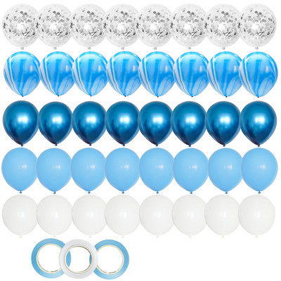 40 komada 12 inča Srebrni konfeti Baloni s bijelim biserom Baby Shower Dekoracije za rođendanske zabave Mornarsko plavi balon Kid Boy Man Babyshower