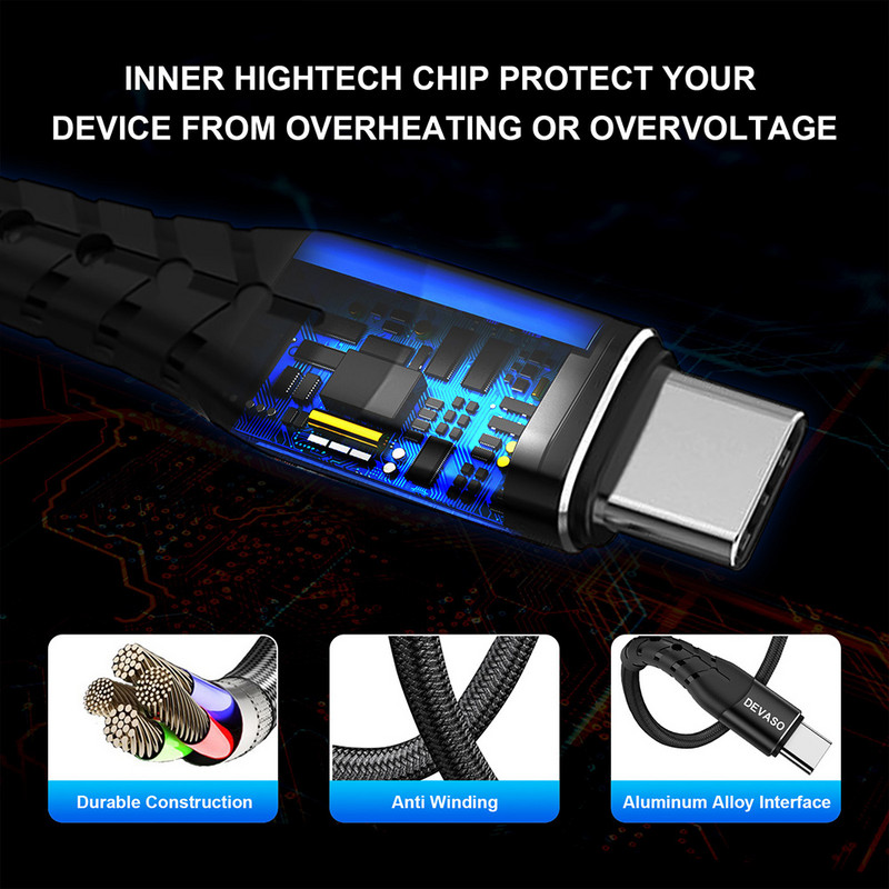 Podatkovni kabel konzole, koljenasti žičani kabel, tip C/USB na tip C, kabel za brzi punjač, 480 Mbps, zamjenski podatkovni kabel za Steam Deck