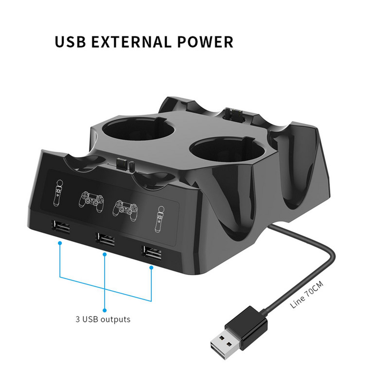 4 In1 stolni punjač za PS4 kontroler PS Move Charger Dock Quad stanica za punjenje Carregador Chargeur Cargador Ladowarka