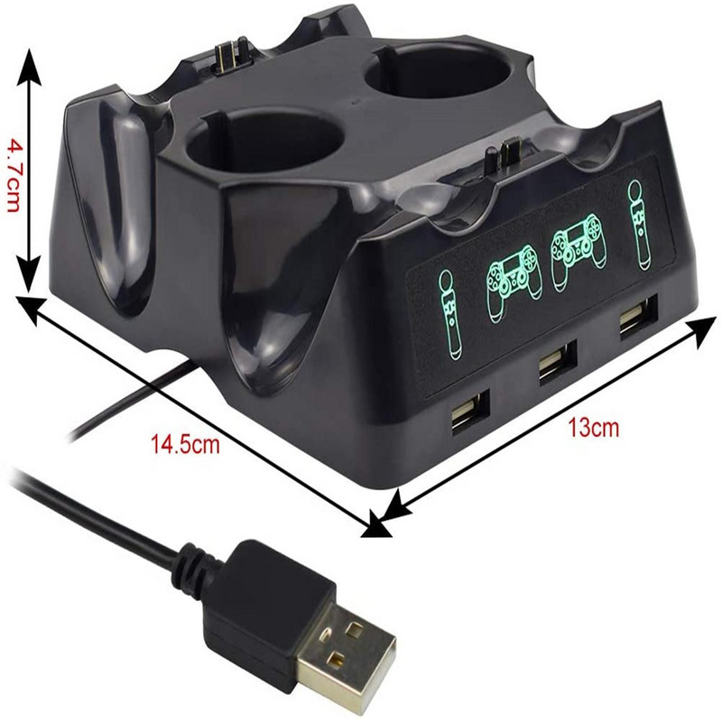 4 In1 stolni punjač za PS4 kontroler PS Move Charger Dock Quad stanica za punjenje Carregador Chargeur Cargador Ladowarka