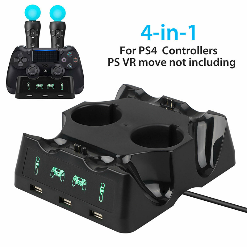Pentru adaptor gamecube Convertor 4 porturi Controler 4 în 1 Încărcător Dock Stație de încărcare rapidă Stand pentru gamepad PS4/MOVE/PS4 VR