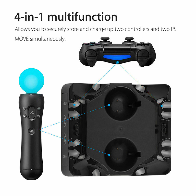 Pentru adaptor gamecube Convertor 4 porturi Controler 4 în 1 Încărcător Dock Stație de încărcare rapidă Stand pentru gamepad PS4/MOVE/PS4 VR