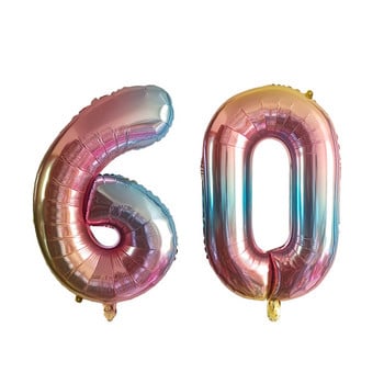 2 τμχ 32 ή 40 ιντσών Happy 60 Birthday Foil Balloons ροζ μπλε χρυσός αριθμός 60th Years Old Party Decorations Αντρικό αγόρι προμήθειες