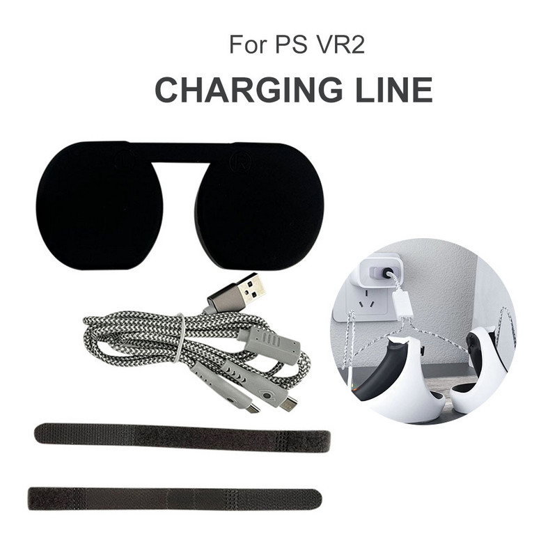 Mini kabel za punjenje s kontrolnom lampicom podijeljen u dva kabela za punjenje, zaštitni poklopac, čarobna traka za PS VR2, ručka, VR dodaci