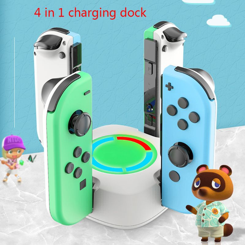 Prijenosni punjač za baznu stanicu za punjenje, držač za četiri bazne stanice sa svjetlosnim zaslonom za Nintend Switch Gaming 2023