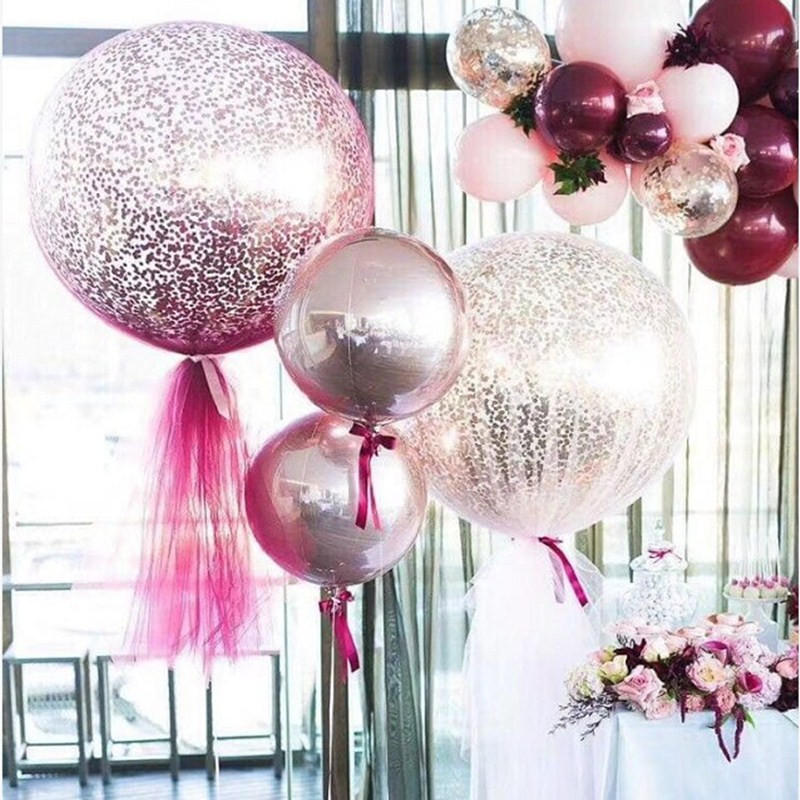 1db óriási, 36 hüvelykes átlátszó latex léggömb+konfetti esküvői karácsonyi dekoráció babazuhany születésnapi parti léggömb kellékei