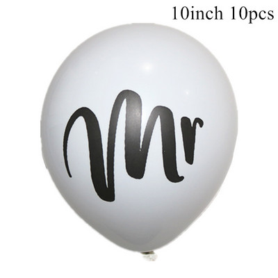 10 db Mrs Just Married Banner Latex léggömbök Nyomtatott kerek léggömb léggömb esküvői esküvői parti dekorációhoz
