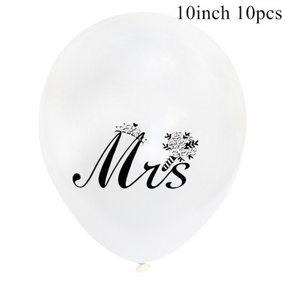 10 db Mrs Just Married Banner Latex léggömbök Nyomtatott kerek léggömb léggömb esküvői esküvői parti dekorációhoz