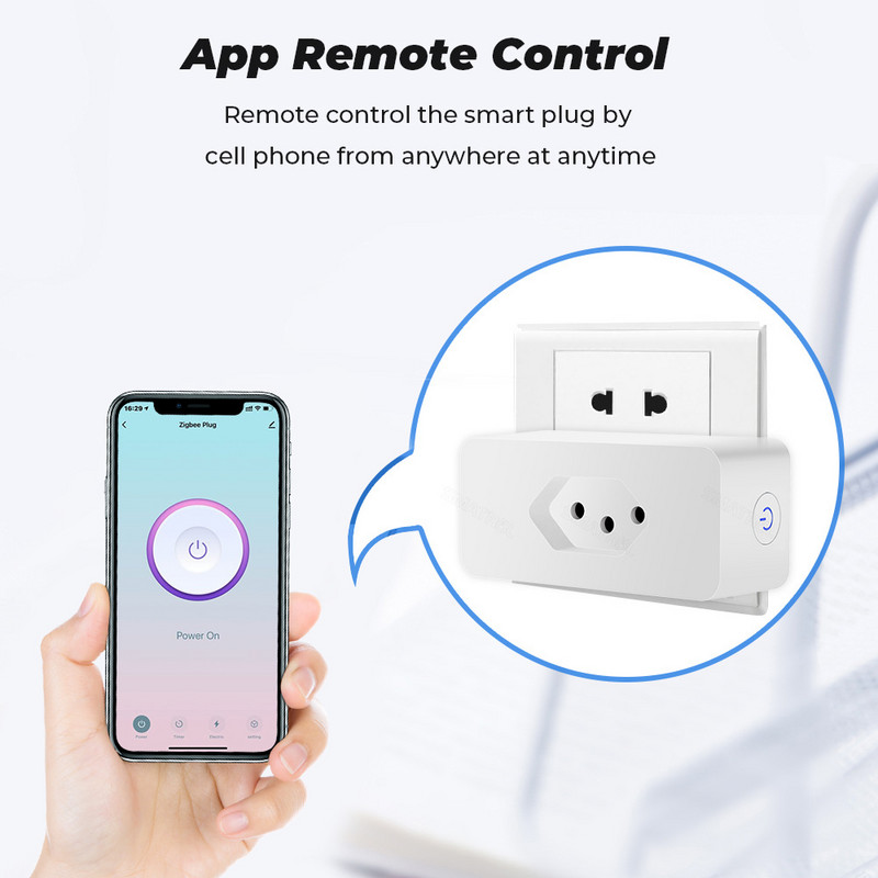 Tuya 16A Brazil Zigbee / WiFi viedais spraudnis ar strāvas monitoru Smart Life APP tālvadības pults kontaktligzda Google Home Alexa